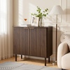 image:imageVEVOR Buffet Cabinet Sideboard Cabinet with 2Tier Storage Coffee Bar Cabinet with Adjustable Shelves Fluted Sideboard Buffet for Hallway Entryway Living Room or Kitchen OakWalnut