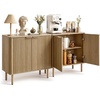 image:imageVEVOR Buffet Cabinet Sideboard Cabinet with 2Tier Storage Coffee Bar Cabinet with Adjustable Shelves Fluted Sideboard Buffet for Hallway Entryway Living Room or Kitchen OakOak