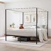 image:imageVEVOR Canopy Bed Frame Full Size Metal Canopy Bed with Four Posters Design Heavy Duty Steel Slats Support Underbed Storage Space No Box Spring Needed Easy Assembly BlackKing