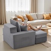 image:imageVEVOR Chaise Lounge Chair 49 Boneless Modular Chaise Lounge Indoor Oversized Corduroy Reading Chair with Throw Pillows amp Armrests Deep Seat Sofa Couch Sleeper for Living Room Bedroom GreyGrey