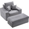image:imageVEVOR Chaise Lounge Chair 49 Boneless Modular Chaise Lounge Indoor Oversized Corduroy Reading Chair with Throw Pillows amp Armrests Deep Seat Sofa Couch Sleeper for Living Room Bedroom GreyGrey