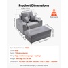 image:imageVEVOR Chaise Lounge Chair 49 Boneless Modular Chaise Lounge Indoor Oversized Corduroy Reading Chair with Throw Pillows amp Armrests Deep Seat Sofa Couch Sleeper for Living Room Bedroom GreyGrey