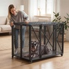 image:imageVEVOR Dog Crate Furniture 42 Inch Heavy Duty Dog Kennel Furniture Indoor for Small amp Medium Dogs Steel Decorative Pet Cage House End Table with 3 Doors Detachable Tray amp EscapeProof Locks Black376L x 234W x 291H