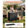 image:imageVEVOR Extra Long Folding Portable Bar Tradeshow Podium Table for Indoor Outdoor Party Picnic Exhibition Includes Carrying Case Storage Shelf and Black Skirt 7795 x 1516 x 34652 Tier 386 INCH