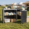 image:imageVEVOR Extra Long Folding Portable Bar Tradeshow Podium Table for Indoor Outdoor Party Picnic Exhibition Includes Carrying Case Storage Shelf and Black Skirt 7795 x 1516 x 34652 Pcs 386 INCH
