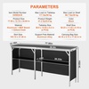 image:imageVEVOR Extra Long Folding Portable Bar Tradeshow Podium Table for Indoor Outdoor Party Picnic Exhibition Includes Carrying Case Storage Shelf and Black Skirt 7795 x 1516 x 34657795 INCH