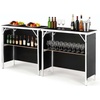 image:imageVEVOR Extra Long Folding Portable Bar Tradeshow Podium Table for Indoor Outdoor Party Picnic Exhibition Includes Carrying Case Storage Shelf and Black Skirt 7795 x 1516 x 34652 Pcs 386 INCH
