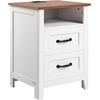 image:imageVEVOR Fluted Nightstand 3 Drawer Dresser 24 Wide Bedside Table with Charging Station Mid Century Modern Night Stand with Metal Handle USBATypeC Ports Wood Bed Side Table for BedroomWhite