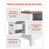 image:imageVEVOR Fluted Nightstand 3 Drawer Dresser 24 Wide Bedside Table with Charging Station Mid Century Modern Night Stand with Metal Handle USBATypeC Ports Wood Bed Side Table for BedroomWhite
