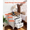 image:imageVEVOR Fluted Nightstand 3 Drawer Dresser 24 Wide Bedside Table with Charging Station Mid Century Modern Night Stand with Metal Handle USBATypeC Ports Wood Bed Side Table for BedroomWhite