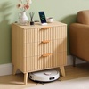 image:imageVEVOR Fluted Nightstand 3 Drawer Dresser 24 Wide Bedside Table with Charging Station Mid Century Modern Night Stand with Metal Handle USBATypeC Ports Wood Bed Side Table for BedroomNatural
