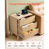 image:imageVEVOR Fluted Nightstand 3 Drawer Dresser 24 Wide Bedside Table with Charging Station Mid Century Modern Night Stand with Metal Handle USBATypeC Ports Wood Bed Side Table for BedroomNatural