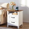 image:imageVEVOR Fluted Nightstand 3 Drawer Dresser 24 Wide Bedside Table with Charging Station Mid Century Modern Night Stand with Metal Handle USBATypeC Ports Wood Bed Side Table for BedroomWhite