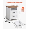 image:imageVEVOR Fluted Nightstand 3 Drawer Dresser 24 Wide Bedside Table with Charging Station Mid Century Modern Night Stand with Metal Handle USBATypeC Ports Wood Bed Side Table for BedroomWhite