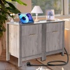 image:imageVEVOR Fluted Nightstand 3 Drawer Dresser 24 Wide Bedside Table with Charging Station Mid Century Modern Night Stand with Metal Handle USBATypeC Ports Wood Bed Side Table for BedroomOak Gray