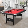 image:imageVEVOR Folding Pool TablePortable Billiards Tables Foldable SpaceSaving Entertainment Game Set Includes Ball Cue Rack Chalk Brush Brown with Bule Cloth for Family Use Recreation Roomblackred