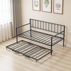 image:imageVEVOR Full Size Daybed Frame Day Bed with Trundle Heavy Duty Metal Platform Bed Frame Full Daybed with Metal Slats Support for Living Room Bedroom Guest Room Easy Assembly BlackTwin Size with Charging Station