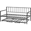 image:imageVEVOR Full Size Daybed Frame Day Bed with Trundle Heavy Duty Metal Platform Bed Frame Full Daybed with Metal Slats Support for Living Room Bedroom Guest Room Easy Assembly BlackTwin Size with Charging Station