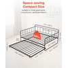 image:imageVEVOR Full Size Daybed Frame Day Bed with Trundle Heavy Duty Metal Platform Bed Frame Full Daybed with Metal Slats Support for Living Room Bedroom Guest Room Easy Assembly BlackFull Size with Trundle