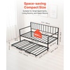 image:imageVEVOR Full Size Daybed Frame Day Bed with Trundle Heavy Duty Metal Platform Bed Frame Full Daybed with Metal Slats Support for Living Room Bedroom Guest Room Easy Assembly BlackTwin Size with Charging Station