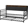 image:imageVEVOR Full Size Daybed Frame Day Bed with Trundle Heavy Duty Metal Platform Bed Frame Full Daybed with Metal Slats Support for Living Room Bedroom Guest Room Easy Assembly BlackTwin Size with Storage Headboard