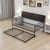 image:imageVEVOR Full Size Daybed Frame Day Bed with Trundle Heavy Duty Metal Platform Bed Frame Full Daybed with Metal Slats Support for Living Room Bedroom Guest Room Easy Assembly BlackTwin Size with Storage Headboard