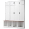 image:imageVEVOR Hall Tree with Bench and Shoe Storage 59 Wide 4in1 Entryway Hall Tree with Bench Hanging Hooks Storage Cabinet and Shoe Cabinet Wooden Furniture for Mudroom Entryway Hallway White