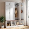 image:imageVEVOR Hall Tree with Bench and Shoe Storage 59 Wide 4in1 Entryway Hall Tree with Bench Hanging Hooks Storage Cabinet and Shoe Cabinet Wooden Furniture for Mudroom Entryway Hallway White