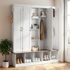 image:imageVEVOR Hall Tree with Bench and Shoe Storage 63 Wide 4in1 Entryway Hall Tree with Bench Hanging Hooks Storage Cabinet and Shoe Cabinet Wooden Furniture for Mudroom Entryway Hallway White