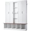 image:imageVEVOR Hall Tree with Bench and Shoe Storage 63 Wide 4in1 Entryway Hall Tree with Bench Hanging Hooks Storage Cabinet and Shoe Cabinet Wooden Furniture for Mudroom Entryway Hallway White