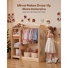 image:imageVEVOR Kids Dress Up Storage with Mirror Wooden Kids Dress Up Rack Toddler Wardrobe Closet for Little Girls Storage Armoire Costume Organizer Children Playroom Furniture for Bedroom NaturalWood