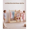 image:imageVEVOR Kids Dress Up Storage with Mirror Wooden Kids Dress Up Rack Toddler Wardrobe Closet for Little Girls Storage Armoire Costume Organizer Children Playroom Furniture for Bedroom NaturalWood