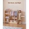 image:imageVEVOR Kids Dress Up Storage with Mirror Wooden Kids Dress Up Rack Toddler Wardrobe Closet for Little Girls Storage Armoire Costume Organizer Children Playroom Furniture for Bedroom NaturalWood
