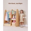 image:imageVEVOR Kids Dress Up Storage with Mirror Wooden Kids Dress Up Rack Toddler Wardrobe Closet for Little Girls Storage Armoire Costume Organizer Children Playroom Furniture for Bedroom NaturalWood