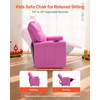 image:imageVEVOR Kids Reclining Chair Toddler Recliner with 2 Cup Holders and 4 Pockets 107 to 126 Adjustable Back EasytoClean PU Leather Recliner Couch with Footrest for Boys Girls amp Children BluePink