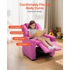 image:imageVEVOR Kids Reclining Chair Toddler Recliner with 2 Cup Holders and 4 Pockets 107 to 126 Adjustable Back EasytoClean PU Leather Recliner Couch with Footrest for Boys Girls amp Children BluePink