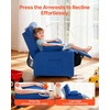image:imageVEVOR Kids Reclining Chair Toddler Recliner with 2 Cup Holders and 4 Pockets 107 to 126 Adjustable Back EasytoClean PU Leather Recliner Couch with Footrest for Boys Girls amp Children BlueBlue