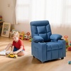 image:imageVEVOR Kids Reclining Chair Toddler Recliner with 2 Cup Holders and 4 Pockets 107 to 126 Adjustable Back EasytoClean PU Leather Recliner Couch with Footrest for Boys Girls amp Children BlueBlue