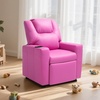 image:imageVEVOR Kids Reclining Chair Toddler Recliner with 2 Cup Holders and 4 Pockets 107 to 126 Adjustable Back EasytoClean PU Leather Recliner Couch with Footrest for Boys Girls amp Children BluePink
