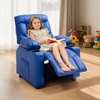 image:imageVEVOR Kids Reclining Chair Toddler Recliner with 2 Cup Holders and 4 Pockets 107 to 126 Adjustable Back EasytoClean PU Leather Recliner Couch with Footrest for Boys Girls amp Children BlueBlue