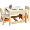 image:imageVEVOR Kids Table and Chair Set 3 in 1 Wooden Kids Table with Storage Drawer Toddler Activity Play Desk with 2 in 1 Detachable Tabletop Children Table for Art Eating Reading Learning GrayNatural