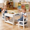 image:imageVEVOR Kids Table and Chair Set 3 in 1 Wooden Kids Table with Storage Drawer Toddler Activity Play Desk with 2 in 1 Detachable Tabletop Children Table for Art Eating Reading Learning GrayGray  White