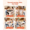 image:imageVEVOR Kids Table and Chair Set 3 in 1 Wooden Kids Table with Storage Drawer Toddler Activity Play Desk with 2 in 1 Detachable Tabletop Children Table for Art Eating Reading Learning GrayGray  White