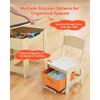 image:imageVEVOR Kids Table and Chair Set 3 in 1 Wooden Kids Table with Storage Drawer Toddler Activity Play Desk with 2 in 1 Detachable Tabletop Children Table for Art Eating Reading Learning GrayNatural
