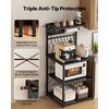 image:imageVEVOR Kitchen Bakers Rack with Power Outlets 236 x 157 x 551 Inch Microwave Stand with Builtin Power Strip amp 46 Ft Cord 8 SShaped Hooks for Dish Storage Spice Jars Coffee Bar Organization236 x 157 x 551