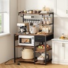image:imageVEVOR Kitchen Bakers Rack with Power Outlets 236 x 157 x 551 Inch Microwave Stand with Builtin Power Strip amp 46 Ft Cord 8 SShaped Hooks for Dish Storage Spice Jars Coffee Bar Organization315 x 157 x 551