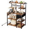 image:imageVEVOR Kitchen Bakers Rack with Power Outlets 236 x 157 x 551 Inch Microwave Stand with Builtin Power Strip amp 46 Ft Cord 8 SShaped Hooks for Dish Storage Spice Jars Coffee Bar Organization315 x 157 x 551