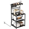 image:imageVEVOR Kitchen Bakers Rack with Power Outlets 236 x 157 x 551 Inch Microwave Stand with Builtin Power Strip amp 46 Ft Cord 8 SShaped Hooks for Dish Storage Spice Jars Coffee Bar Organization236 x 157 x 551