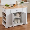 image:imageVEVOR Kitchen Island Cart with Storage 4228 in Wide Mobile Rolling Storage Island on Swivel Wheels with Drawer Storage Cabinet Drop Leaf Spice Rack Table for Home Dining Room White46W