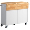 image:imageVEVOR Kitchen Island Cart with Storage 4228 in Wide Mobile Rolling Storage Island on Swivel Wheels with Drawer Storage Cabinet Drop Leaf Spice Rack Table for Home Dining Room White4764W dropleaf